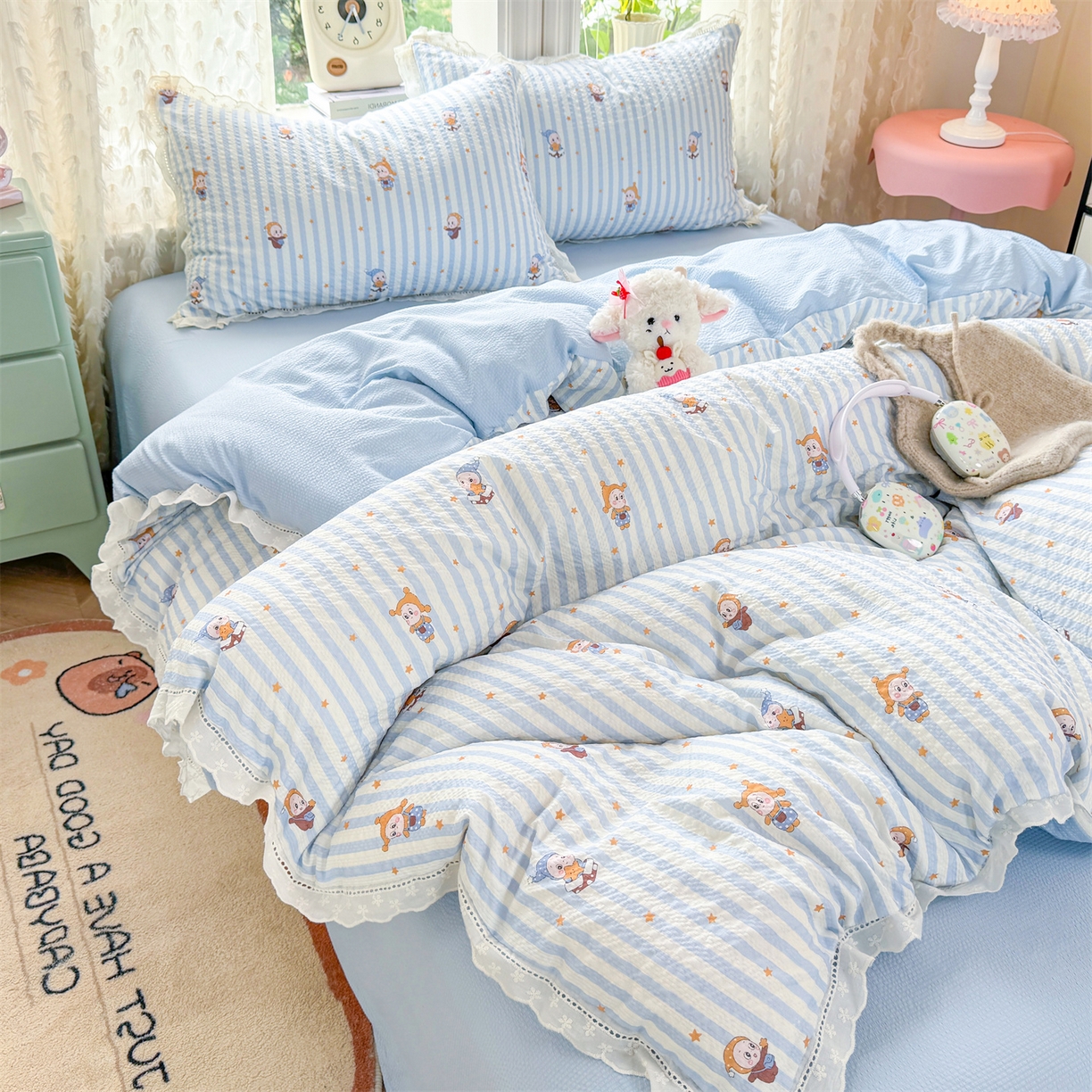 91家纺网 家纺一手货源 找家纺 （总）优贝家纺 2026新款云感皱皱纱韩系花边四件套