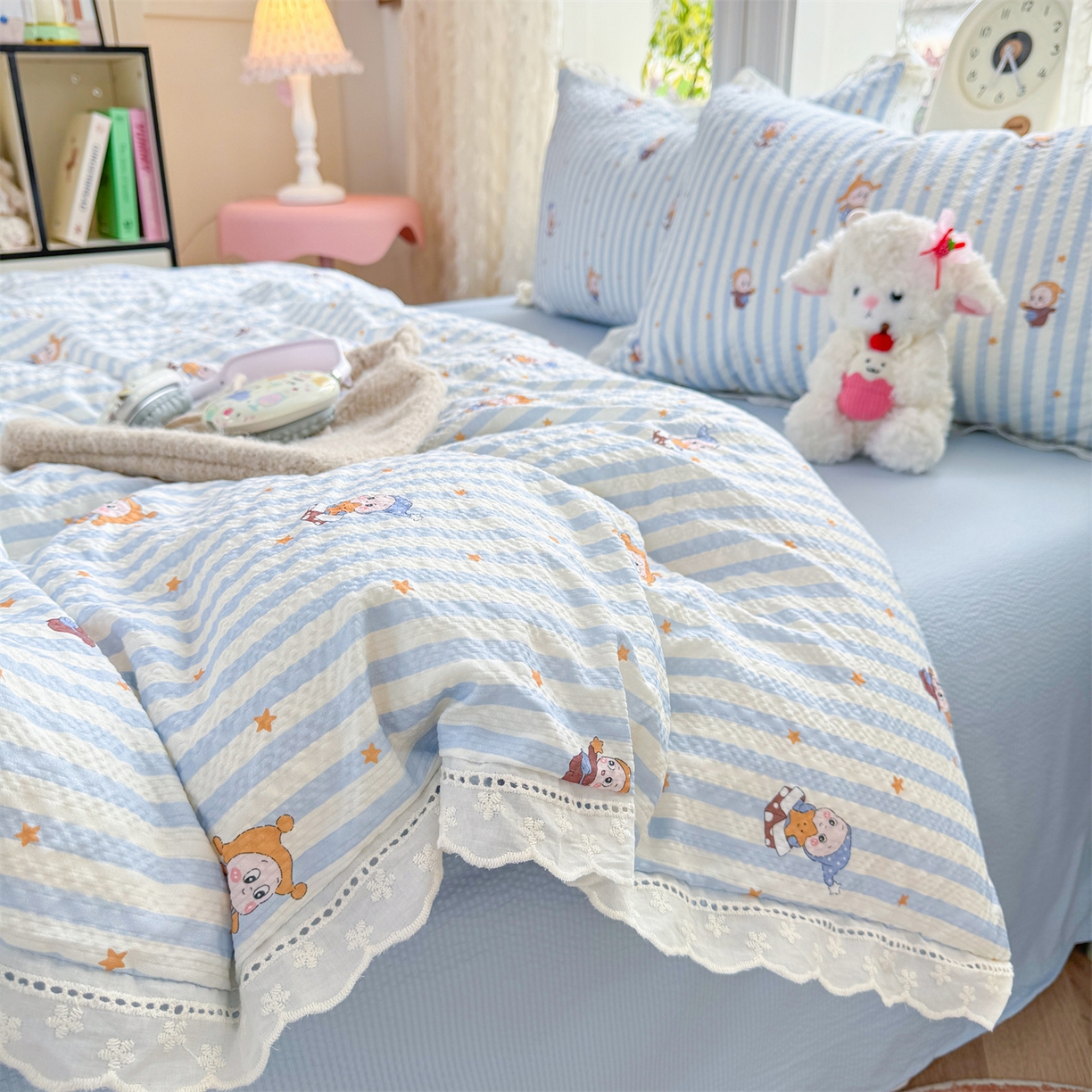 91家纺网 家纺一手货源 找家纺 （总）优贝家纺 2026新款云感皱皱纱韩系花边四件套