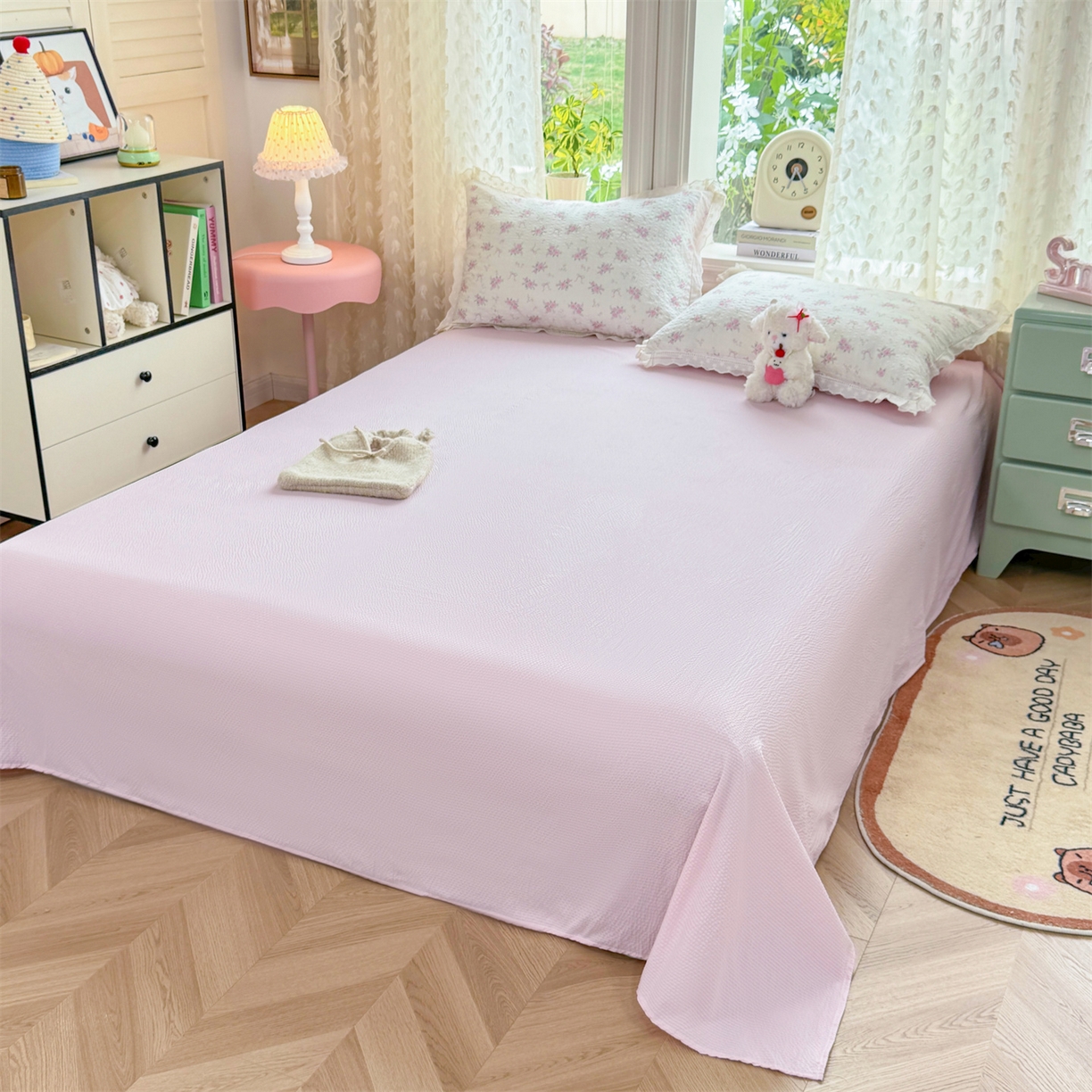 91家纺网 家纺一手货源 找家纺 优贝家纺 2026新款云感皱皱纱韩系花边四件套 初恋