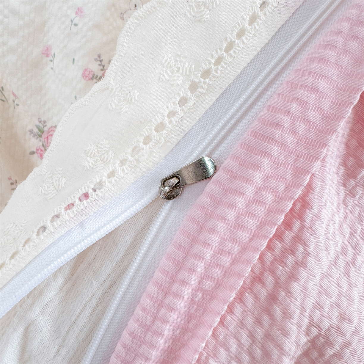 91家纺网 家纺一手货源 找家纺 优贝家纺 2026新款云感皱皱纱韩系花边四件套 初恋