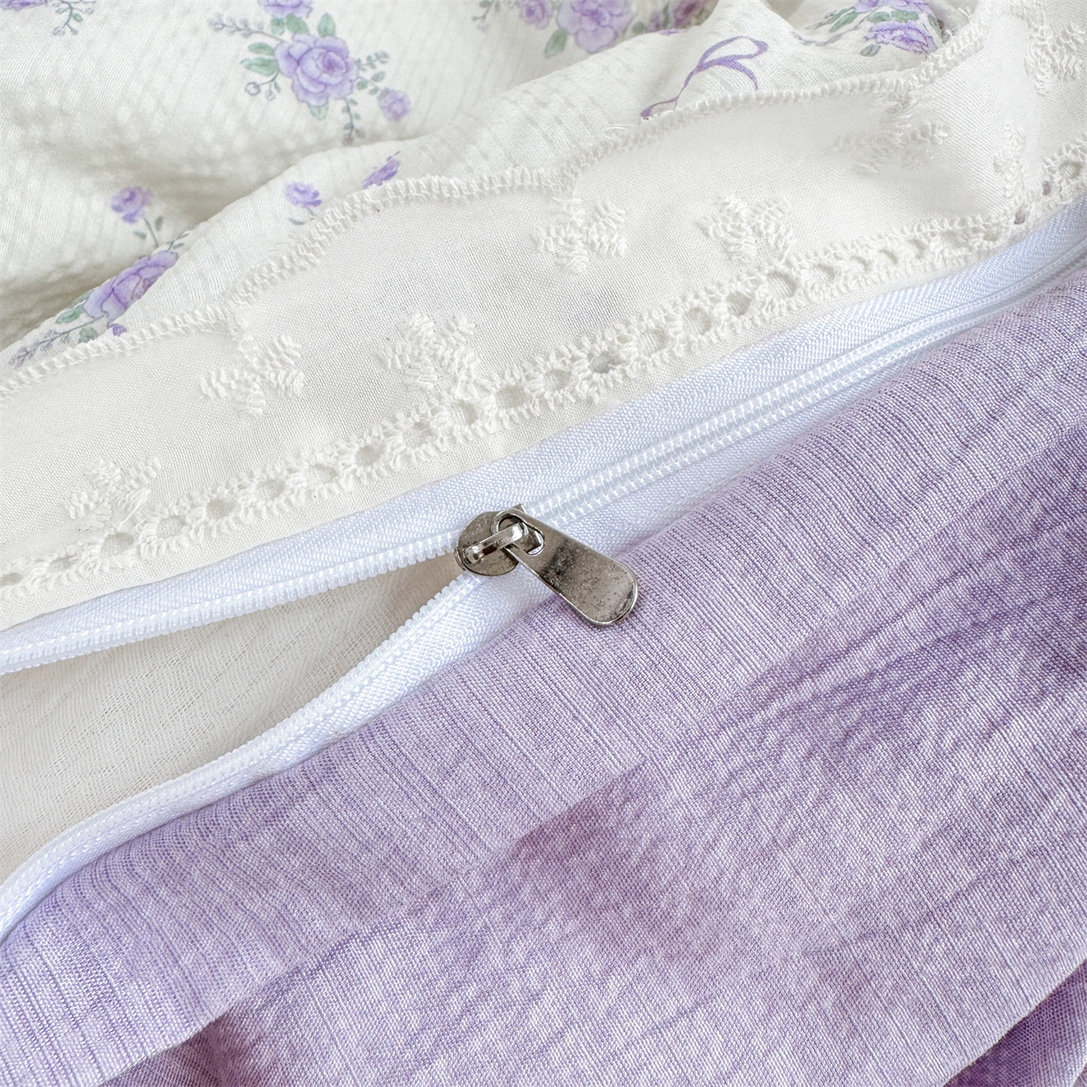 91家纺网 家纺一手货源 找家纺 优贝家纺 2026新款云感皱皱纱韩系花边四件套 春风里