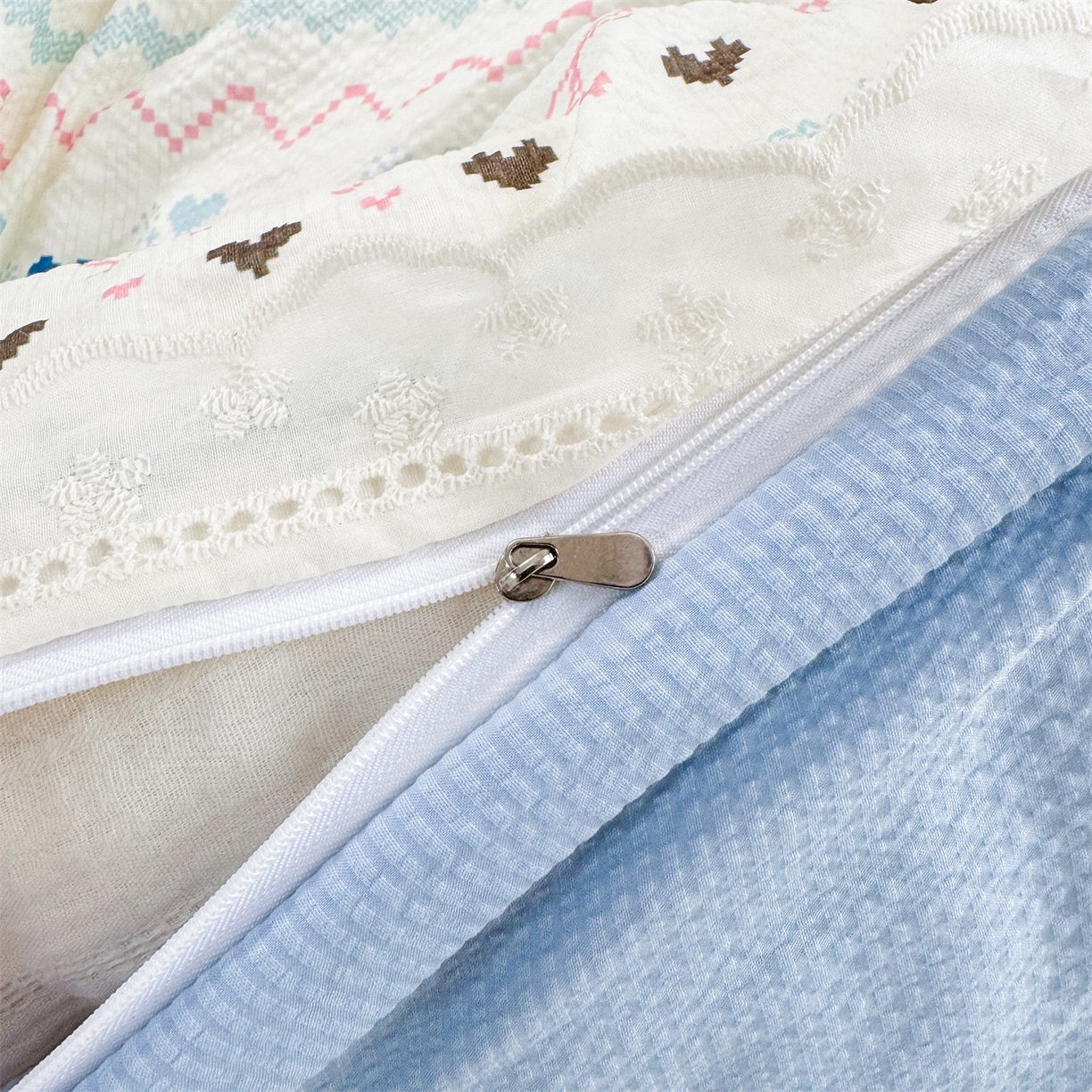 91家纺网 家纺一手货源 找家纺 优贝家纺 2026新款云感皱皱纱韩系花边四件套 繁星小猫