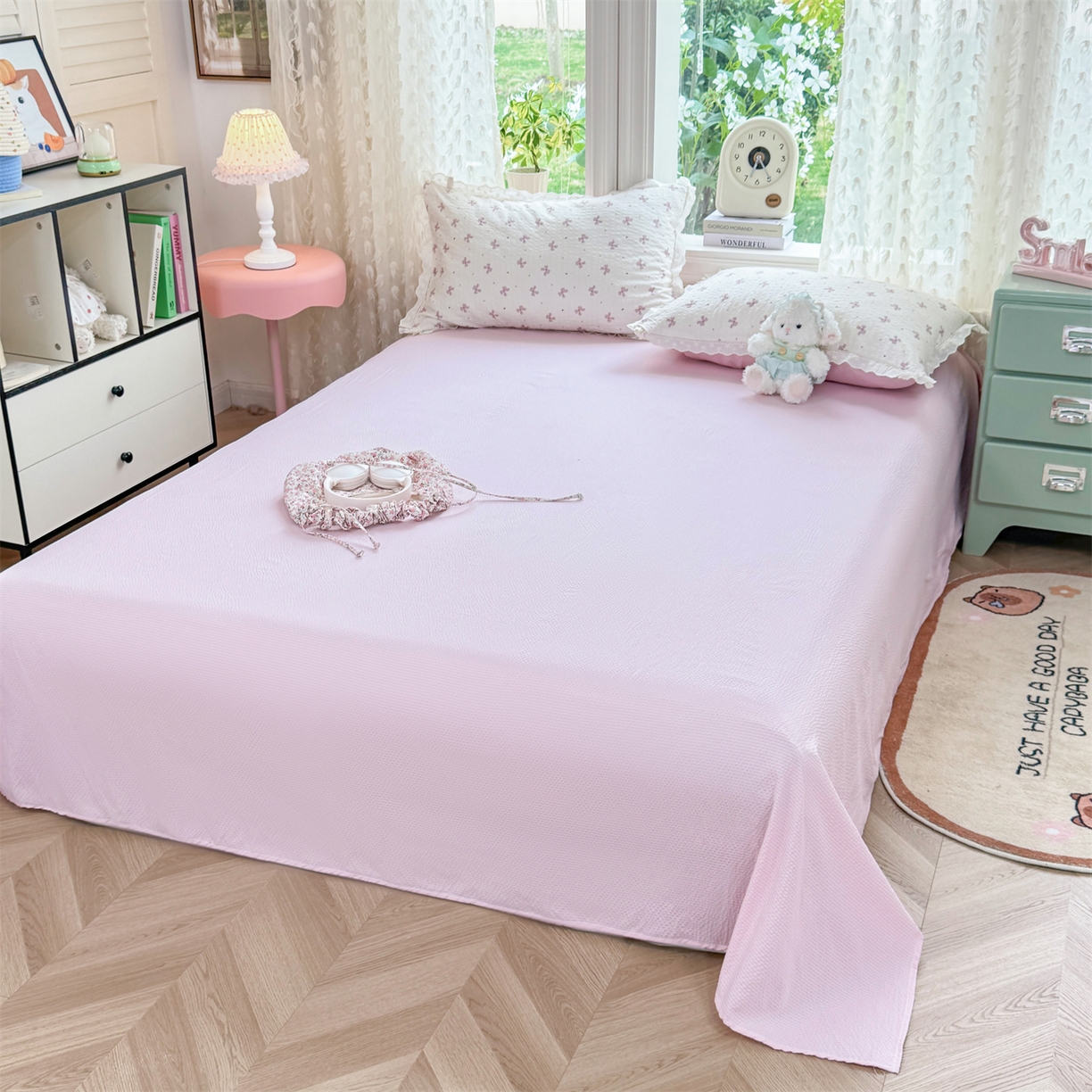 91家纺网 家纺一手货源 找家纺 优贝家纺 2026新款云感皱皱纱韩系花边四件套 蝴蝶梦