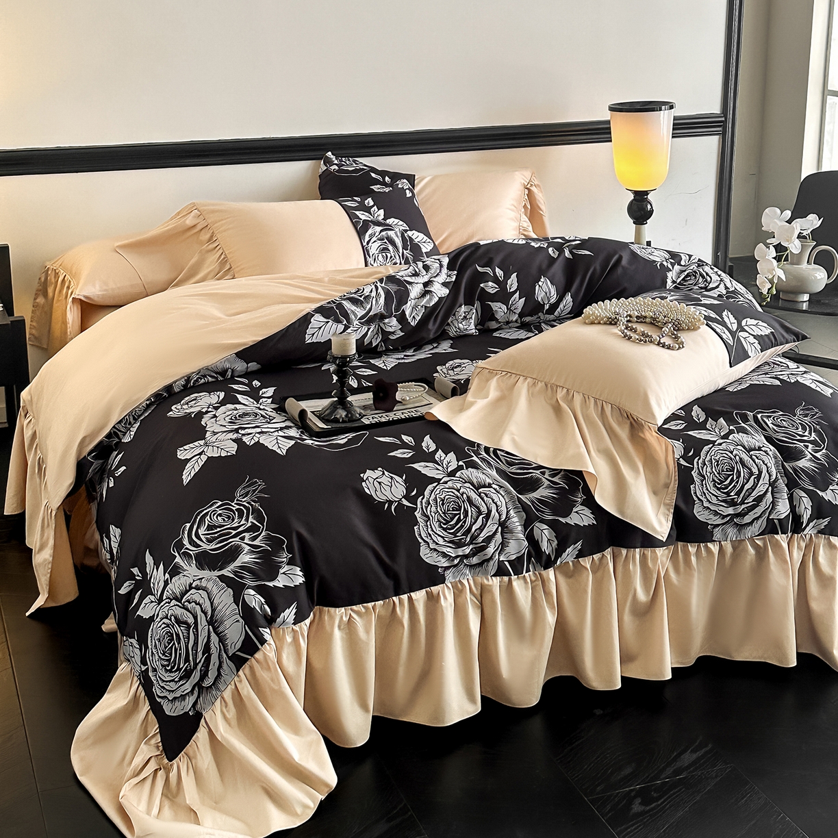 91家纺网 家纺一手货源 找家纺 置顶家纺 2025新款亲肤刺绣婚庆磨毛四件套 吉祥龙凤-大红