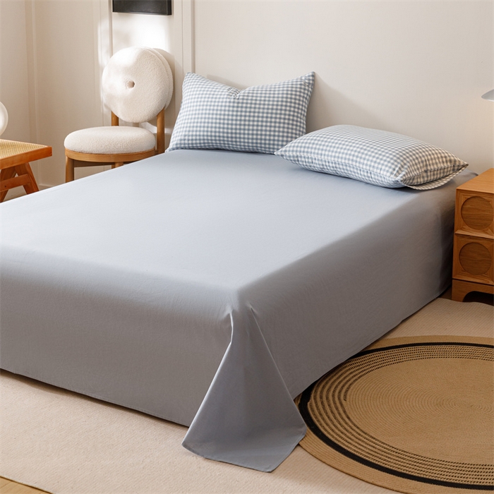 91家纺网 家纺一手货源 找家纺 恬思语家纺 2026新款全棉纯棉色织水洗棉棉花夏被空调被夏凉被四件套 浅兰小格