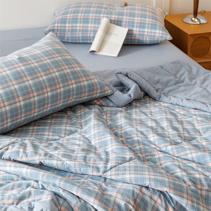 91家纺网 家纺一手货源 找家纺 恬思语家纺 2026新款全棉纯棉色织水洗棉棉花夏被空调被夏凉被四件套 洛林 兰