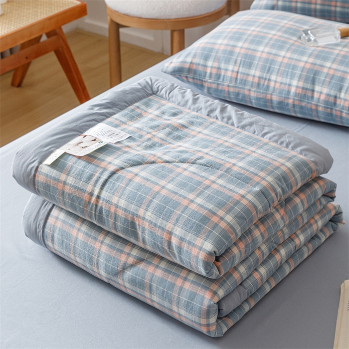 91家纺网 家纺一手货源 找家纺 恬思语家纺 2026新款全棉纯棉色织水洗棉棉花夏被空调被夏凉被四件套 洛林 兰