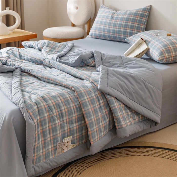 91家纺网 家纺一手货源 找家纺 恬思语家纺 2026新款全棉纯棉色织水洗棉棉花夏被空调被夏凉被四件套 洛林 兰