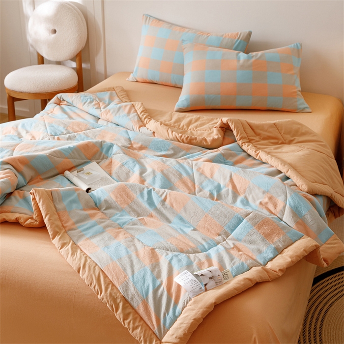 91家纺网 家纺一手货源 找家纺 恬思语家纺 2026新款全棉纯棉色织水洗棉棉花夏被空调被夏凉被四件套 梵芙 桔