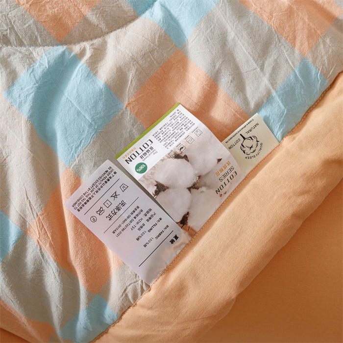 91家纺网 家纺一手货源 找家纺 恬思语家纺 2026新款全棉纯棉色织水洗棉棉花夏被空调被夏凉被四件套 梵芙 桔