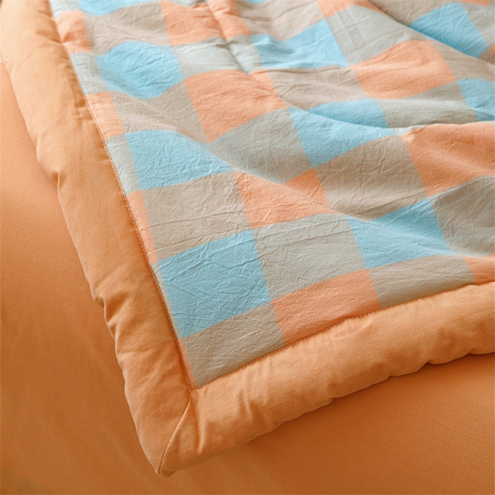 91家纺网 家纺一手货源 找家纺 恬思语家纺 2026新款全棉纯棉色织水洗棉棉花夏被空调被夏凉被四件套 梵芙 桔