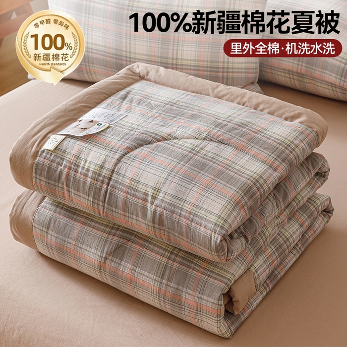 91家纺网 家纺一手货源 找家纺 恬思语家纺 2026新款全棉纯棉色织水洗棉棉花夏被空调被夏凉被四件套 霍格 灰