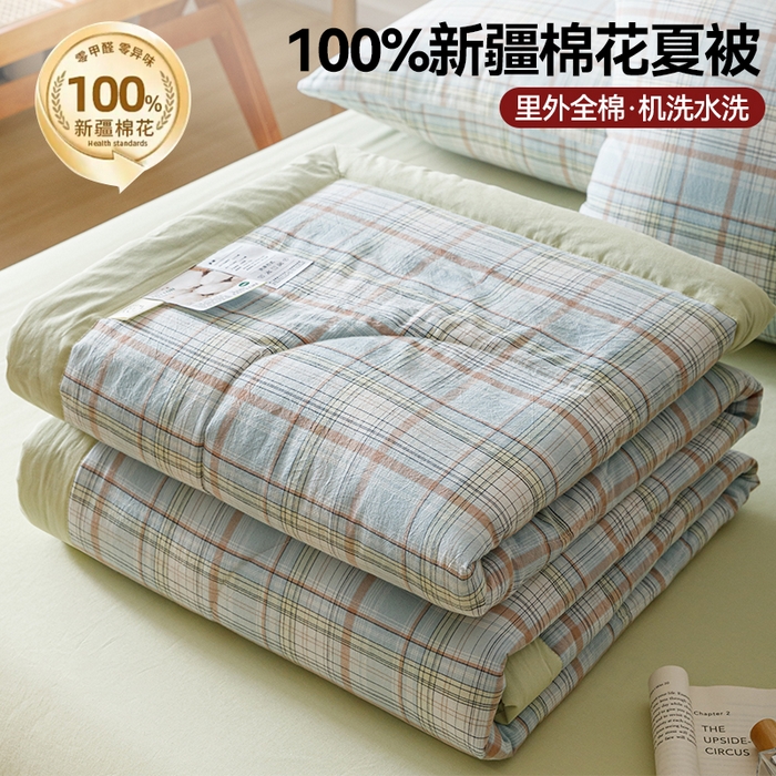 91家纺网 家纺一手货源 找家纺 恬思语家纺 2026新款全棉纯棉色织水洗棉棉花夏被空调被夏凉被四件套 霍格 兰