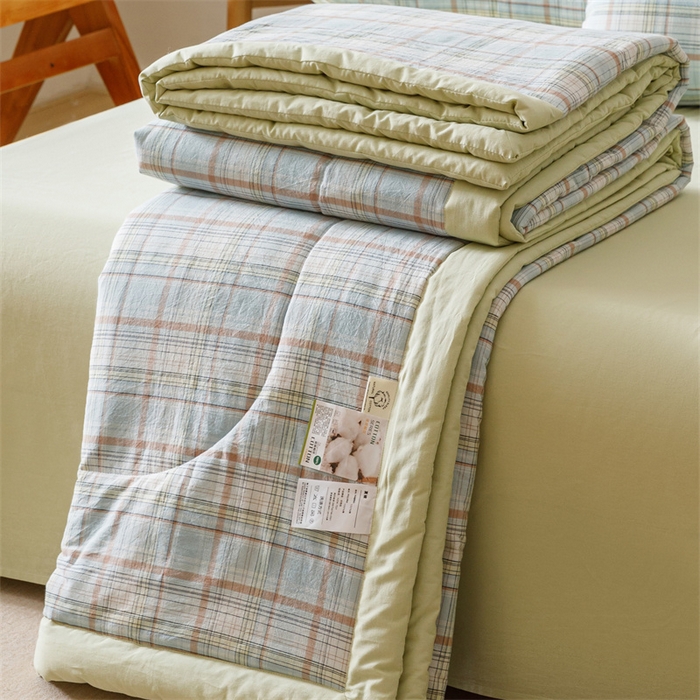 91家纺网 家纺一手货源 找家纺 恬思语家纺 2026新款全棉纯棉色织水洗棉棉花夏被空调被夏凉被四件套 霍格 兰
