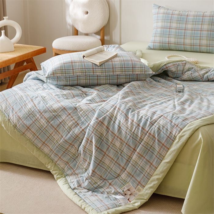 91家纺网 家纺一手货源 找家纺 恬思语家纺 2026新款全棉纯棉色织水洗棉棉花夏被空调被夏凉被四件套 霍格 兰