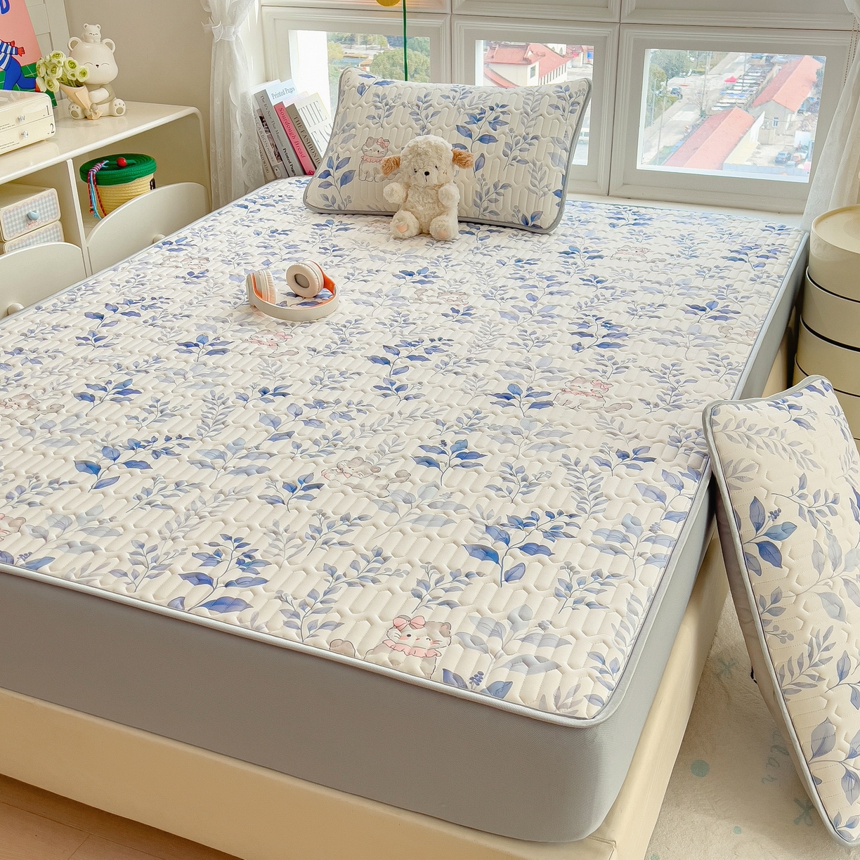 91家纺网 家纺一手货源 找家纺 （总）丝羽坊 2026新款高密凉感丝印花乳胶凉席-床笠款