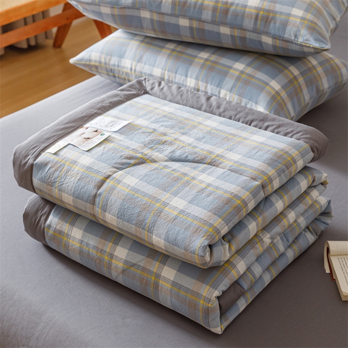 91家纺网 家纺一手货源 找家纺 恬思语家纺 2026新款全棉纯棉色织水洗棉棉花夏被空调被夏凉被四件套 简兮 兰