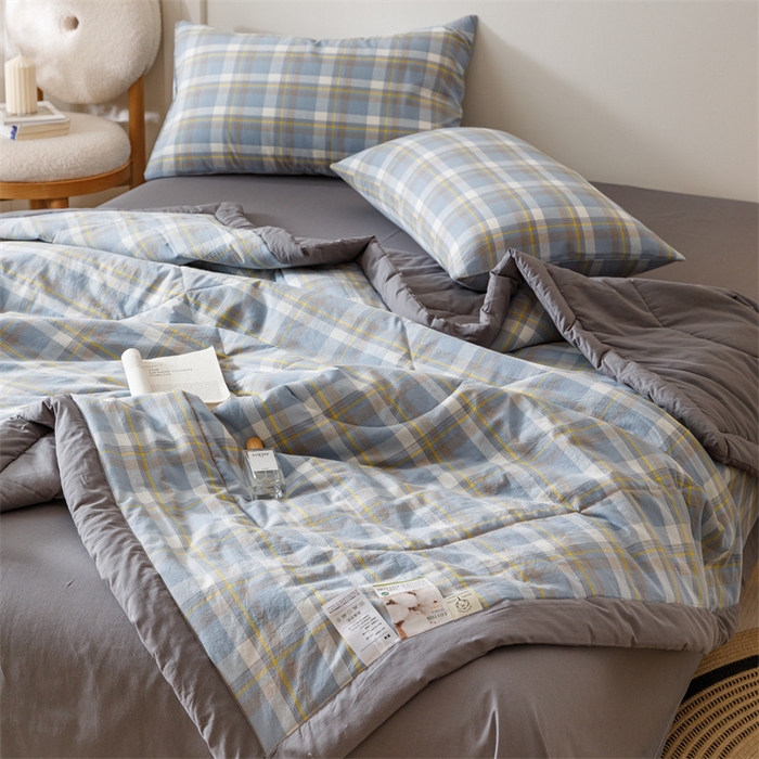 91家纺网 家纺一手货源 找家纺 恬思语家纺 2026新款全棉纯棉色织水洗棉棉花夏被空调被夏凉被四件套 简兮 兰