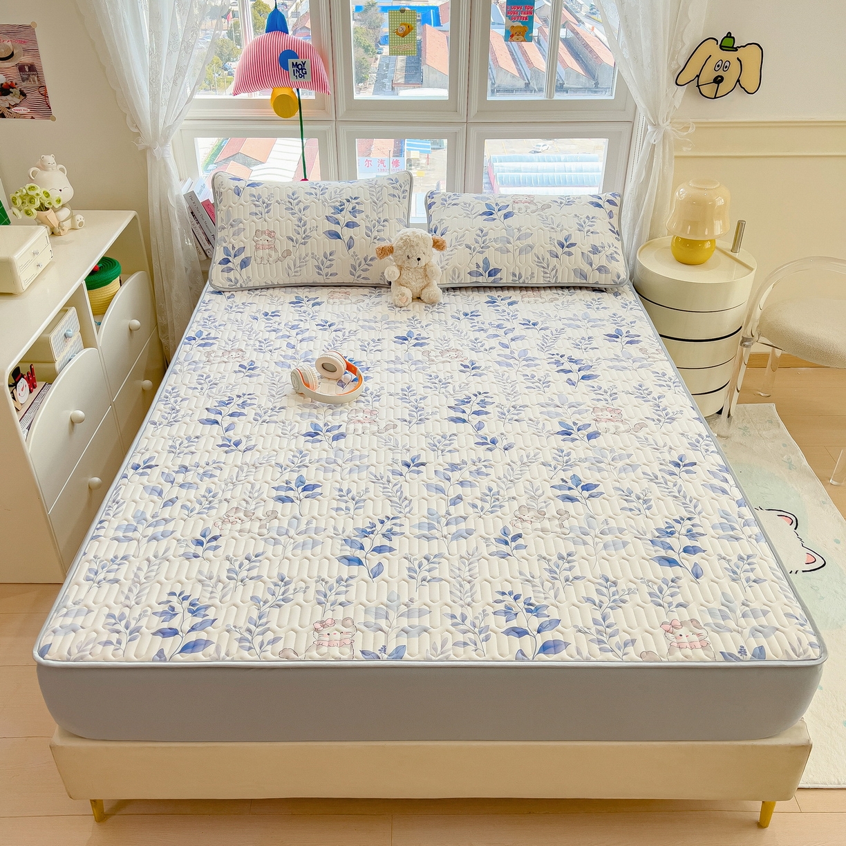 91家纺网 家纺一手货源 找家纺 （总）丝羽坊 2026新款高密凉感丝印花乳胶凉席-床笠款