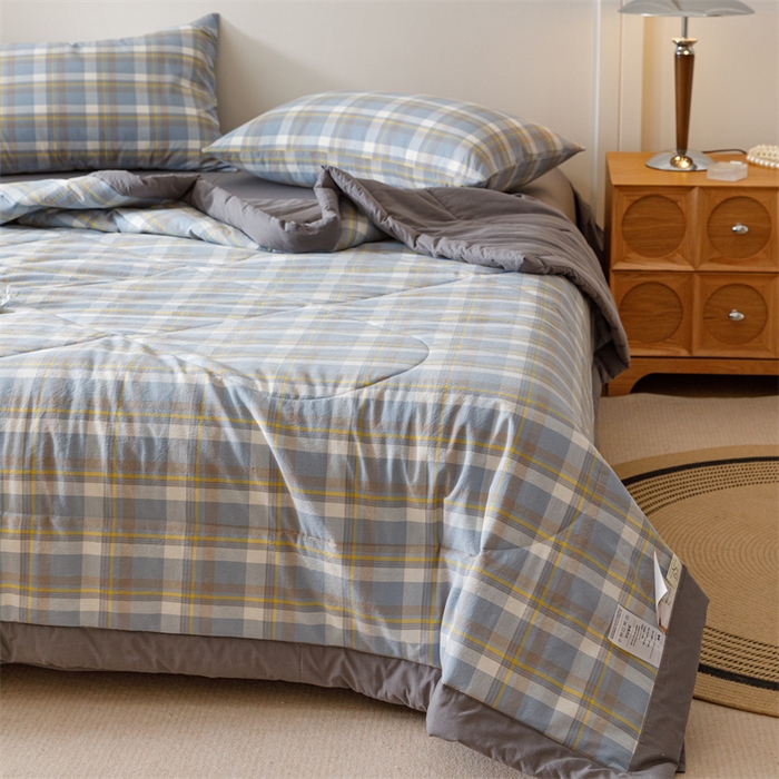 91家纺网 家纺一手货源 找家纺 恬思语家纺 2026新款全棉纯棉色织水洗棉棉花夏被空调被夏凉被四件套 简兮 兰