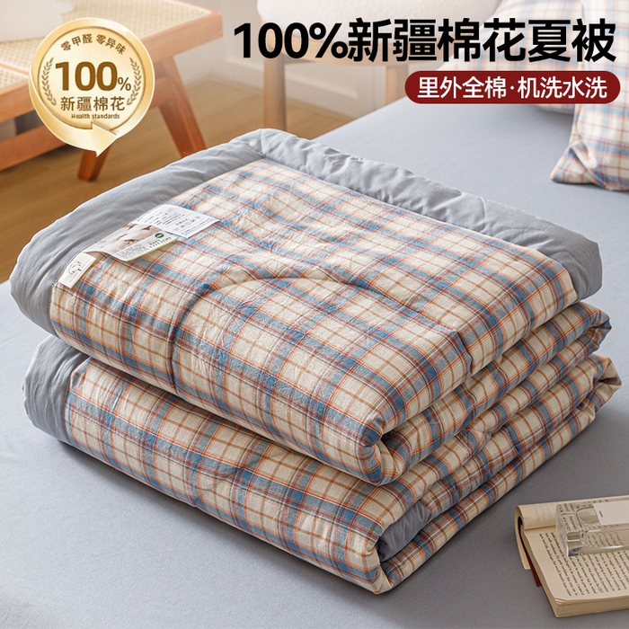 91家纺网 家纺一手货源 找家纺 恬思语家纺 2026新款全棉纯棉色织水洗棉棉花夏被空调被夏凉被四件套 梦语 兰