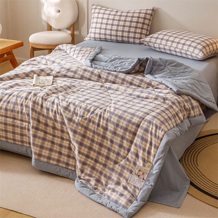 91家纺网 家纺一手货源 找家纺 恬思语家纺 2026新款全棉纯棉色织水洗棉棉花夏被空调被夏凉被四件套 梦语 兰