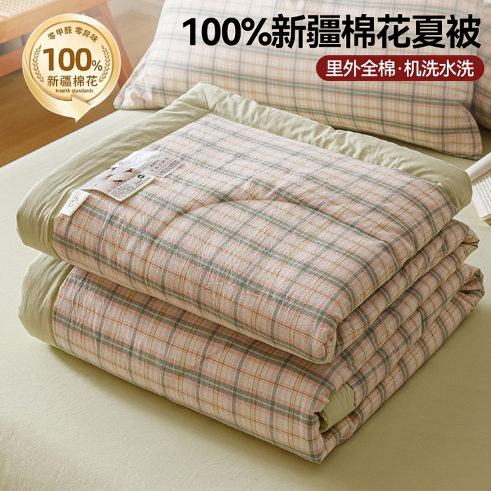 91家纺网 家纺一手货源 找家纺 恬思语家纺 2026新款全棉纯棉色织水洗棉棉花夏被空调被夏凉被四件套 棉芷 绿