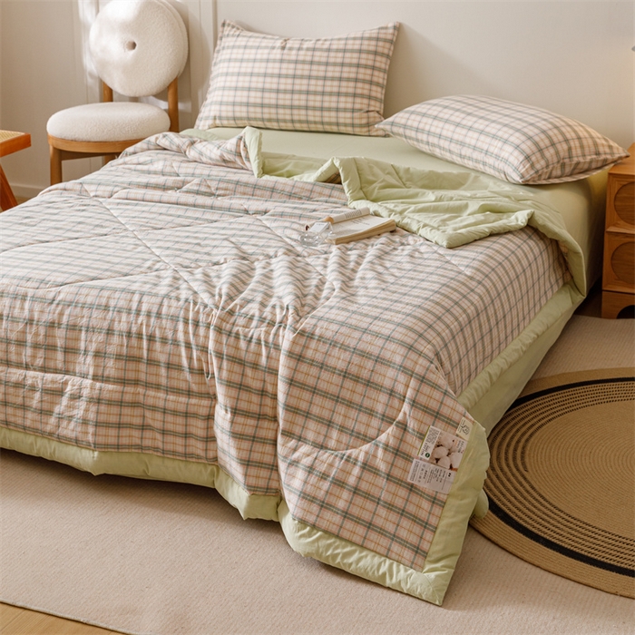 91家纺网 家纺一手货源 找家纺 恬思语家纺 2026新款全棉纯棉色织水洗棉棉花夏被空调被夏凉被四件套 棉芷 绿