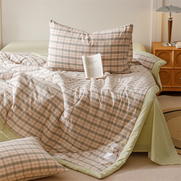 91家纺网 家纺一手货源 找家纺 恬思语家纺 2026新款全棉纯棉色织水洗棉棉花夏被空调被夏凉被四件套 棉芷 绿