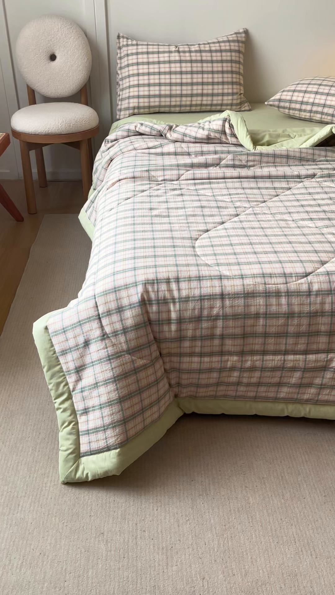 91家纺网 家纺一手货源 找家纺 恬思语家纺 2026新款全棉纯棉色织水洗棉棉花夏被空调被夏凉被四件套 棉芷 绿