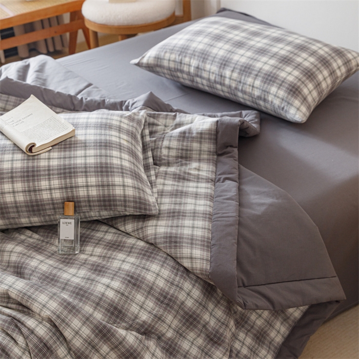 91家纺网 家纺一手货源 找家纺 恬思语家纺 2026新款全棉纯棉色织水洗棉棉花夏被空调被夏凉被四件套 轩尼诗 灰