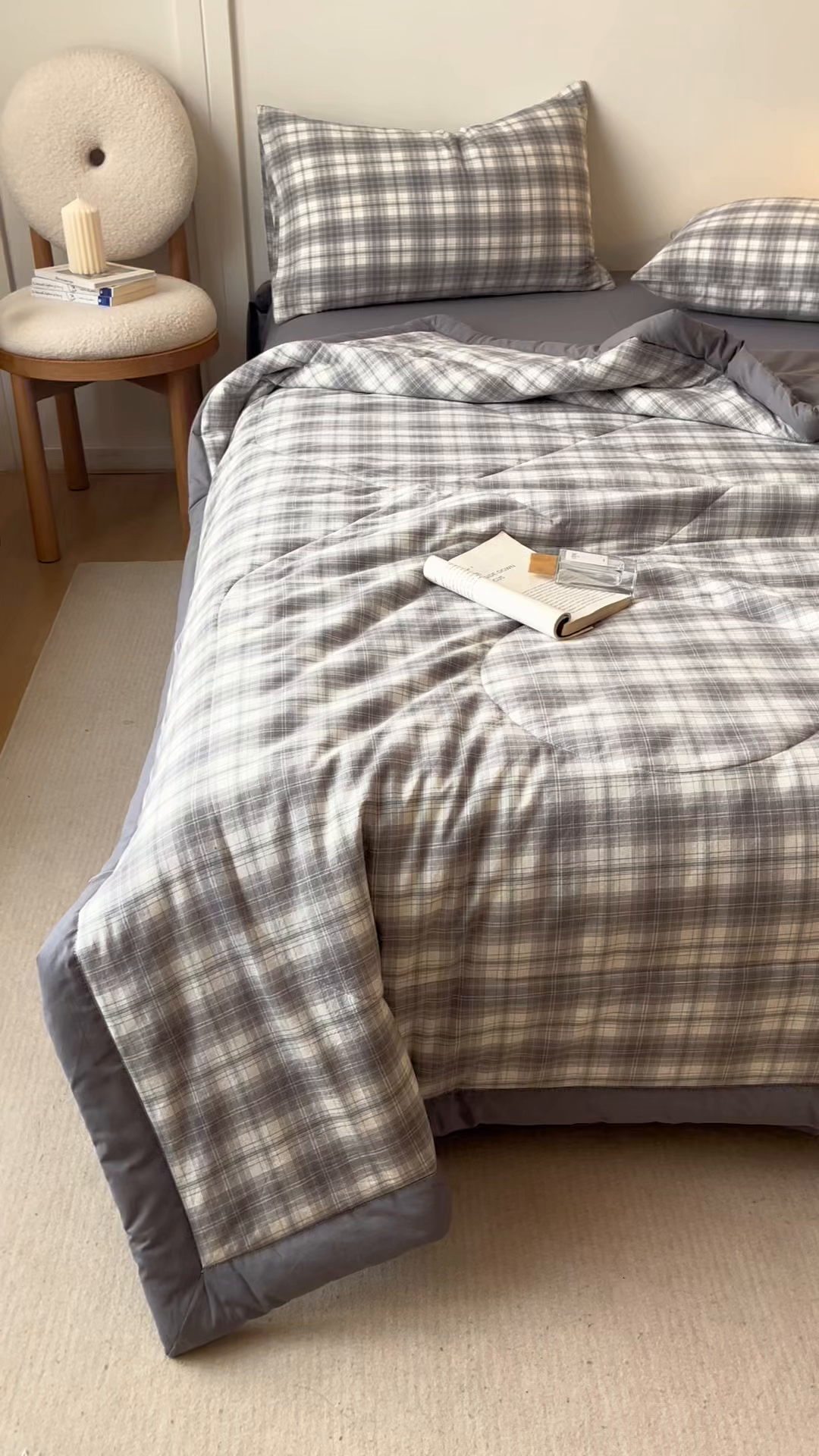 91家纺网 家纺一手货源 找家纺 恬思语家纺 2026新款全棉纯棉色织水洗棉棉花夏被空调被夏凉被四件套 轩尼诗 灰