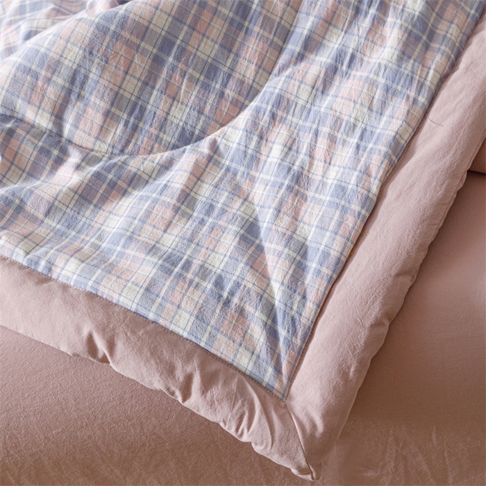 91家纺网 家纺一手货源 找家纺 恬思语家纺 2026新款全棉纯棉色织水洗棉棉花夏被空调被夏凉被四件套 云舒 紫