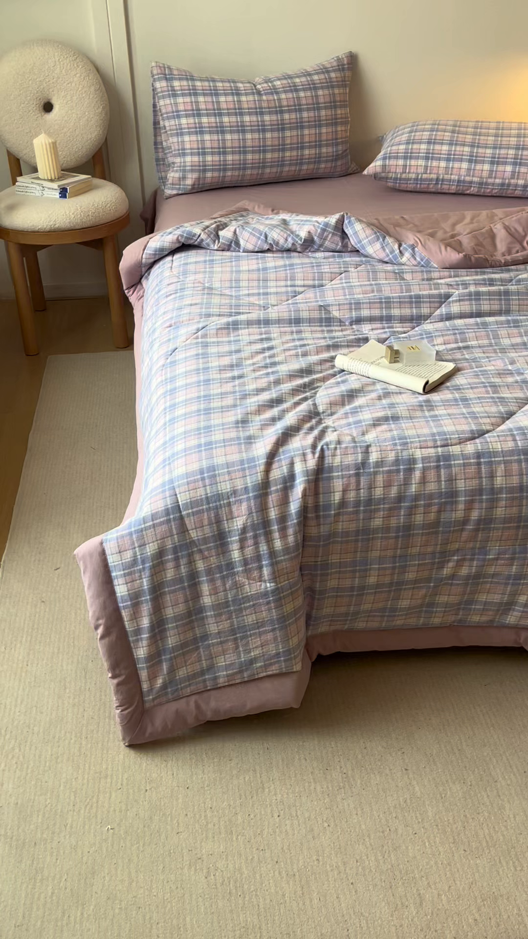 91家纺网 家纺一手货源 找家纺 恬思语家纺 2026新款全棉纯棉色织水洗棉棉花夏被空调被夏凉被四件套 云舒 紫