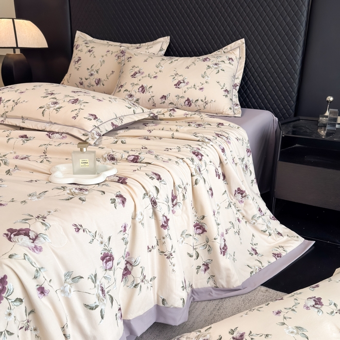 91家纺网 家纺一手货源 找家纺 （总）赛丽雅 2026新款拼角轻奢冰丝凉感夏被四件套