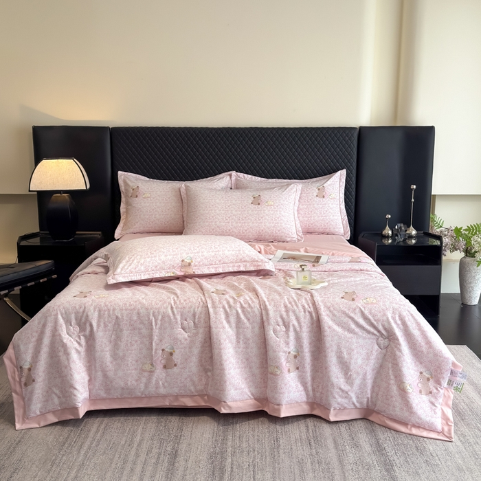 91家纺网 家纺一手货源 找家纺 （总）赛丽雅 2026新款拼角轻奢冰丝凉感夏被四件套