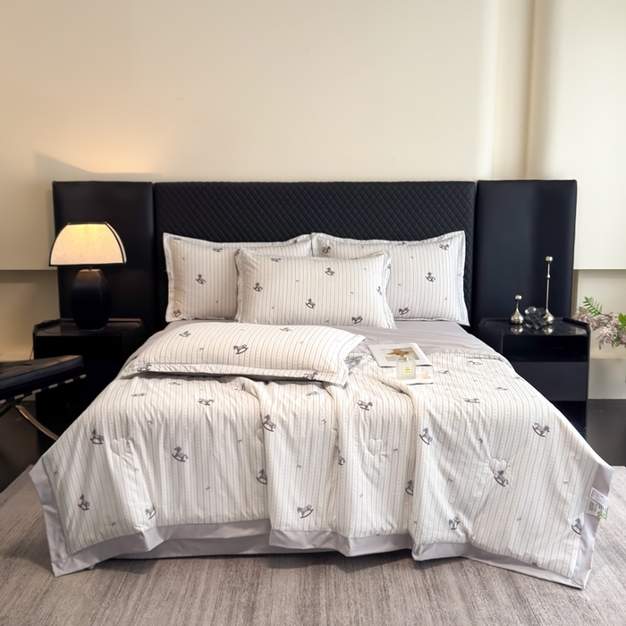 91家纺网 家纺一手货源 找家纺 （总）赛丽雅 2026新款拼角轻奢冰丝凉感夏被四件套