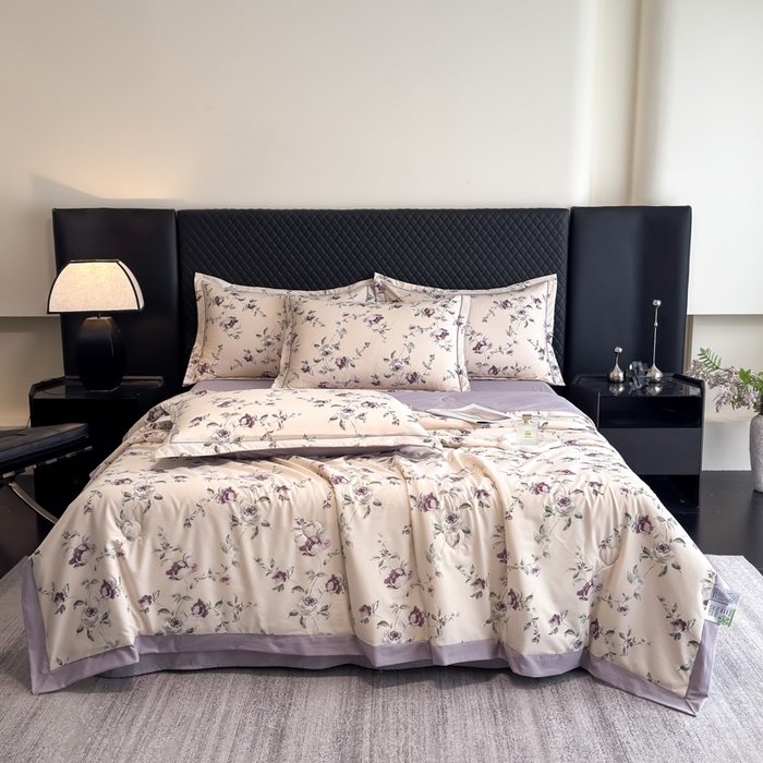 赛丽雅 2026新款拼角轻奢冰丝凉感夏被四件套 安妮