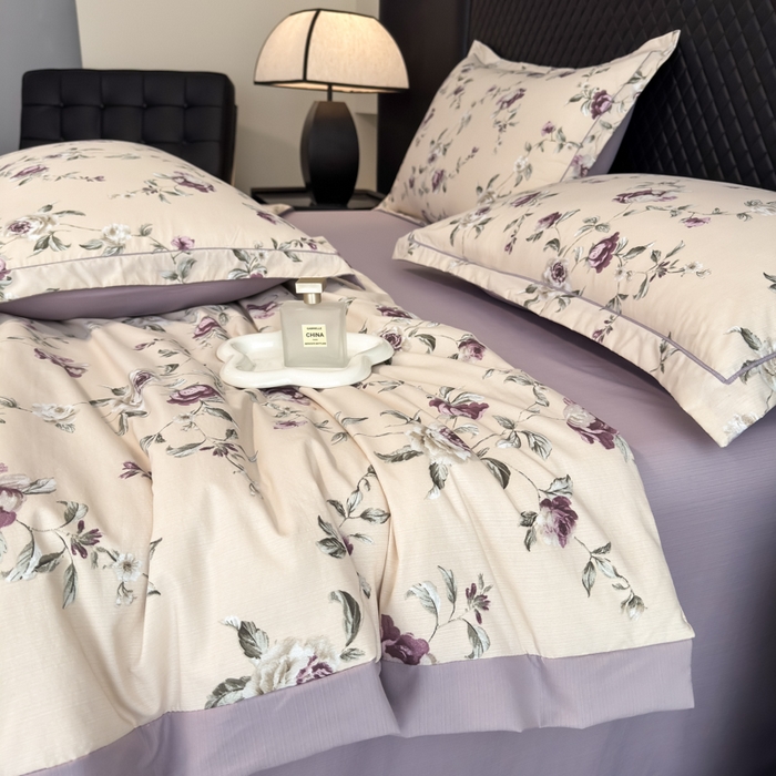 91家纺网 家纺一手货源 找家纺 赛丽雅 2026新款拼角轻奢冰丝凉感夏被四件套 安妮