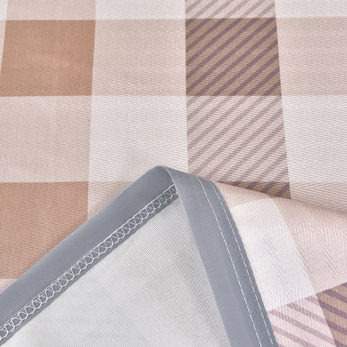 91家纺网 家纺一手货源 找家纺 念家居 2026新款轻奢可机洗水洗床单款高密大版斜纹冰丝凉席三件套 粉棕格纹
