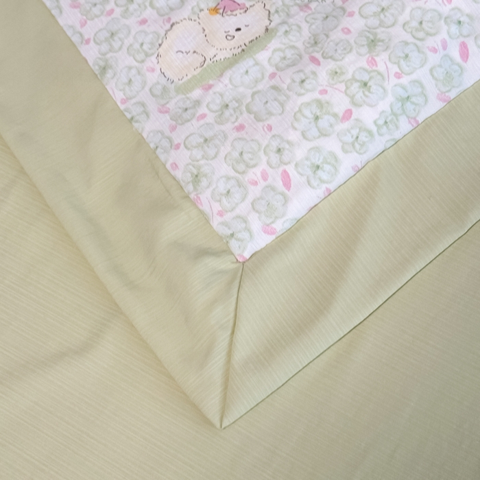 91家纺网 家纺一手货源 找家纺 赛丽雅 2026新款拼角轻奢冰丝凉感夏被四件套 安睡熊-绿