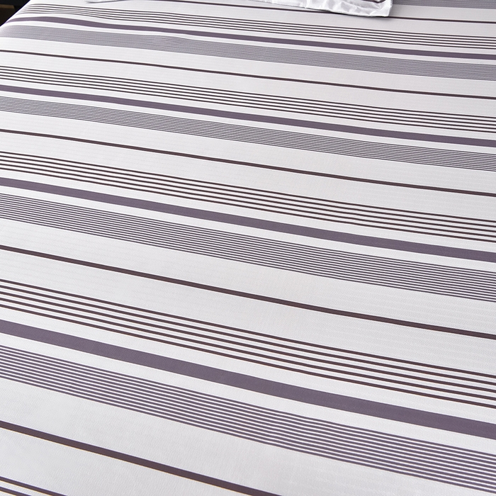 91家纺网 家纺一手货源 找家纺 念家居 2026新款轻奢可机洗水洗床单款高密大版斜纹冰丝凉席三件套 灰紫条纹