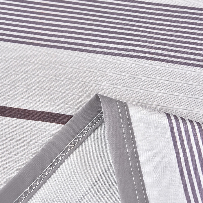 91家纺网 家纺一手货源 找家纺 念家居 2026新款轻奢可机洗水洗床单款高密大版斜纹冰丝凉席三件套 灰紫条纹