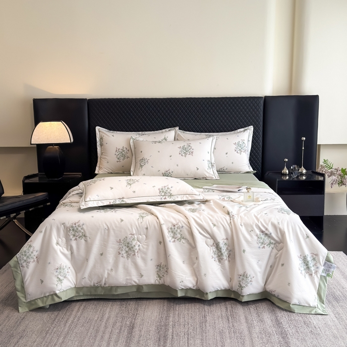 赛丽雅 2026新款拼角轻奢冰丝凉感夏被四件套 花束