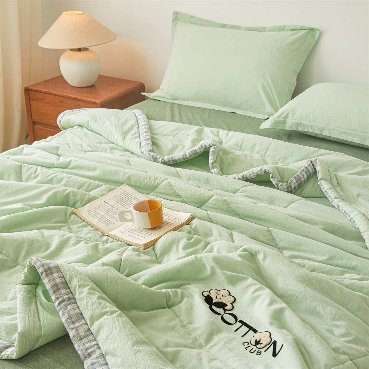 91家纺网 家纺一手货源 找家纺 （总）2026新款A类里外全棉夏凉被100%新疆棉纯棉全棉填充烫画款空调被夏被