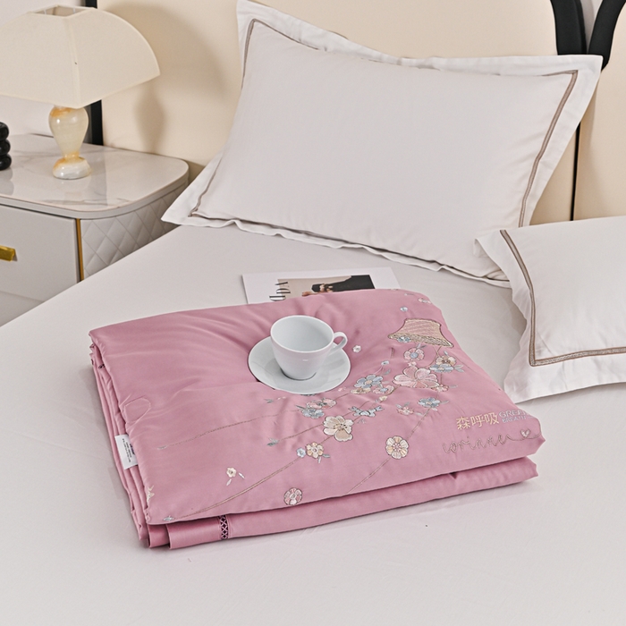 太阳羽家纺 2026新款天丝绣花镂空夏被夏凉被空调被--深呼吸 深呼吸-紫色