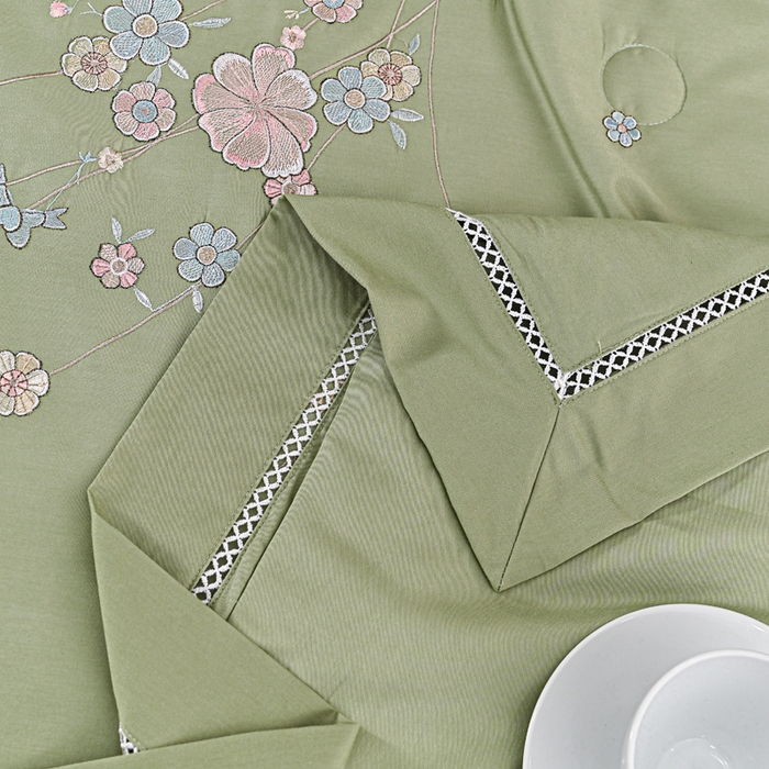 91家纺网 家纺一手货源 找家纺 太阳羽家纺 2026新款天丝绣花镂空夏被夏凉被空调被--深呼吸 深呼吸-绿色