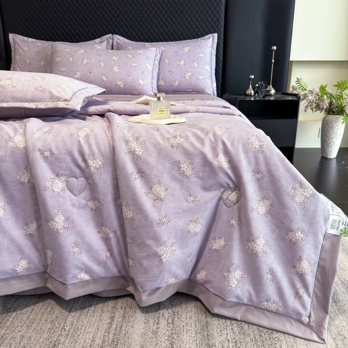 91家纺网 家纺一手货源 找家纺 赛丽雅 2026新款拼角轻奢冰丝凉感夏被四件套 苏梨