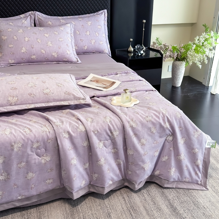 91家纺网 家纺一手货源 找家纺 赛丽雅 2026新款拼角轻奢冰丝凉感夏被四件套 苏梨