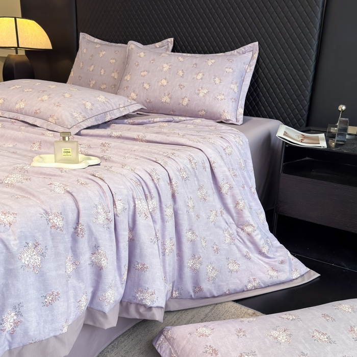 91家纺网 家纺一手货源 找家纺 赛丽雅 2026新款拼角轻奢冰丝凉感夏被四件套 苏梨